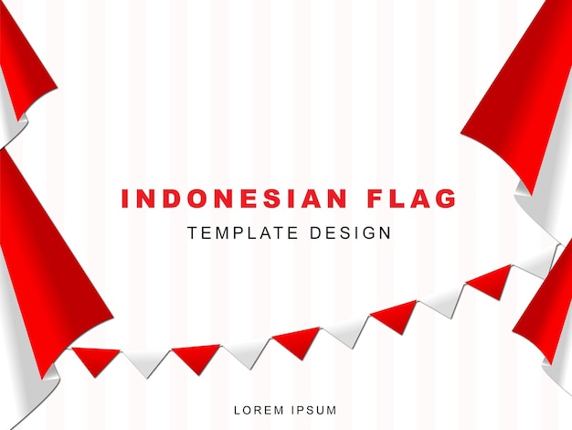 Plik wektorowy projekt szablonu flagi indonezji z koncepcją koloru czerwonego gradientu w indonezji dzień niepodległości indonezji