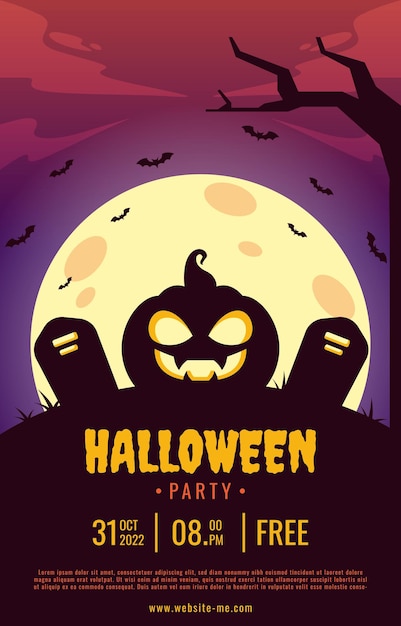 projekt szablonu imprezy halloweenowej w płaskiej ilustracji