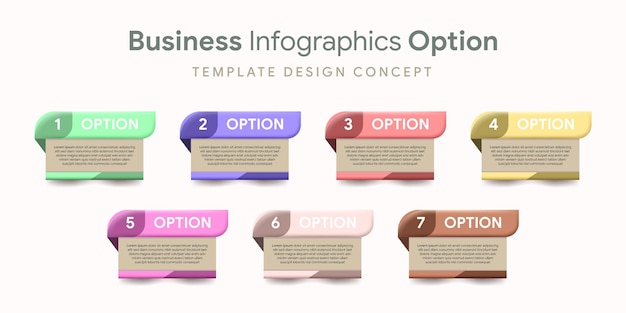 Plik wektorowy projekt szablonu infografiki biznesowej z 7 opcjami