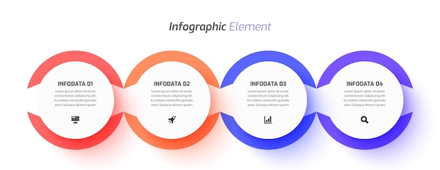 Plik wektorowy projekt szablonu infografiki biznesowej z etykietą koła, ikoną i 4 opcjami prezentacji