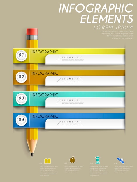 Projekt Szablonu Infografiki Edukacji Z Ołówkiem I Metkami