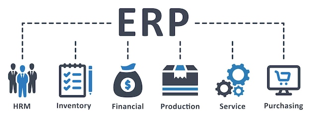 Plik wektorowy projekt szablonu infografiki erp z ikonami ilustracji wektorowych koncepcja biznesowa