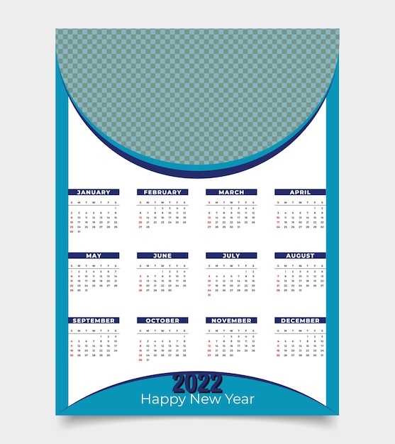 Projekt Szablonu Kalendarza 2022 Nowy Rok Prosty Projekt Kalendarza
