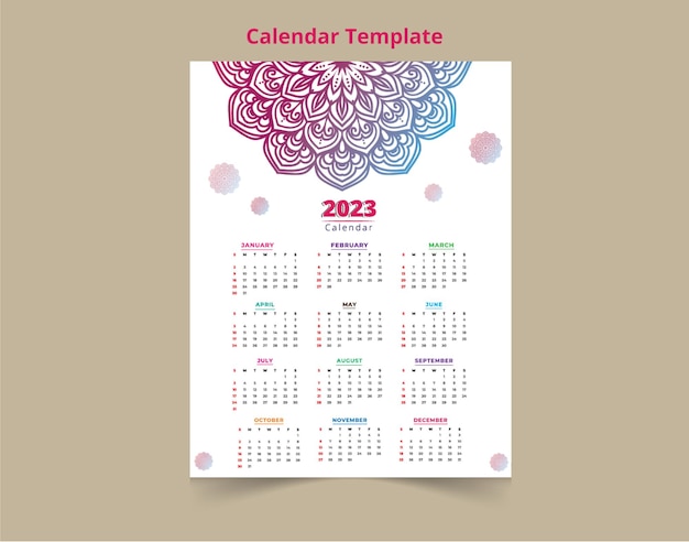 Plik wektorowy projekt szablonu kalendarza nowego roku 2023