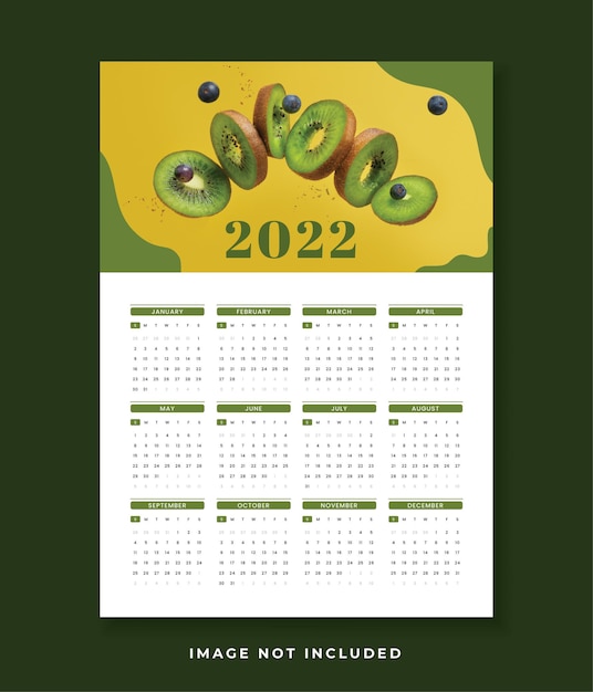 Projekt Szablonu Kalendarza W Stylu Owoców 2022