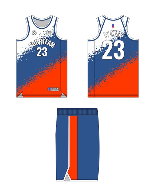 Projekt szablonu koszykówki Koszykówka Uniform Mockup Design Professional Basketball Kit Design Template Custom Basketball Jersey and Shorts Template Set