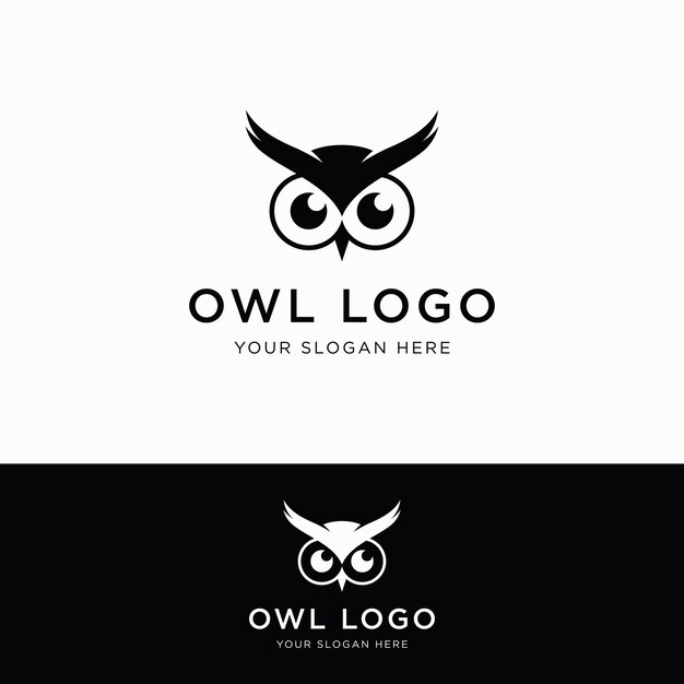 Projekt szablonu logo czarnej sowy z kreatywnym pomysłem