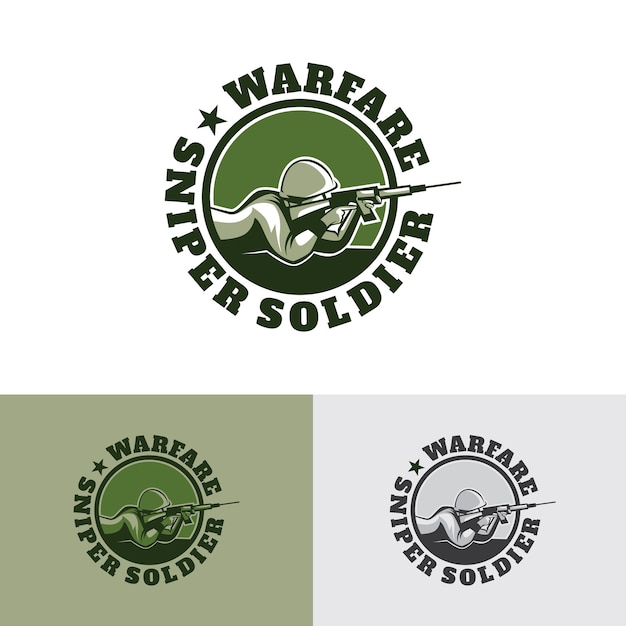 Projekt Szablonu Logo Warfare Sniper Soldier Logo