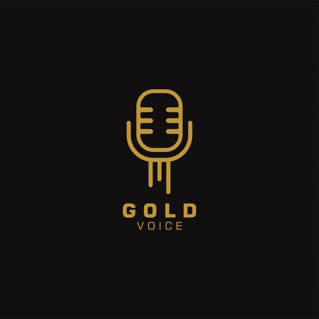 Projekt Szablonu Logo Złoty Głos. Ilustracja. Streszczenie Sieci Web Mikrofonu Ikony I Logo.