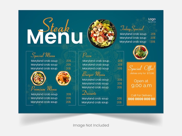Projekt szablonu menu restauracji i kawiarni