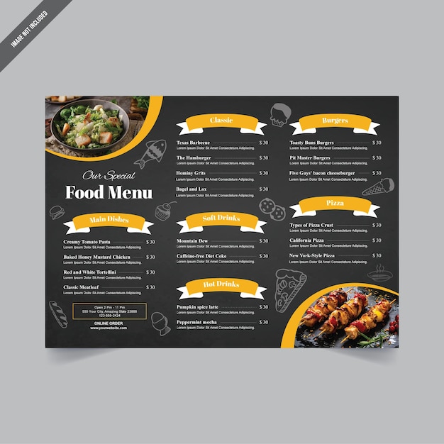 Projekt szablonu menu żywności Sprzedaż żywności