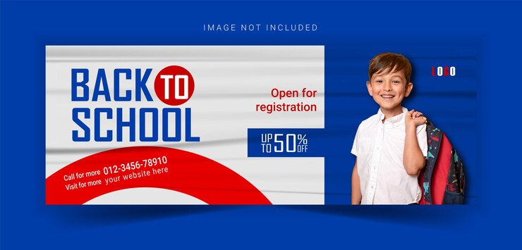 Projekt szablonu okładki reklamowej "Wróć do szkoły"