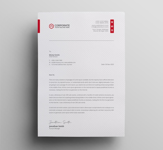Projekt szablonu papieru firmowego