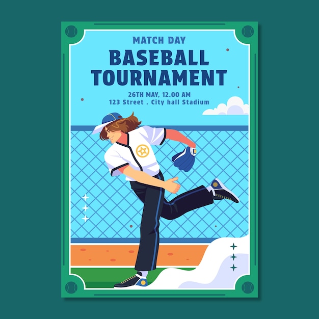 Plik wektorowy projekt szablonu plakatów baseballowych