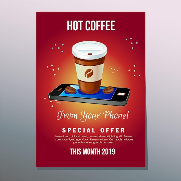 Plik wektorowy projekt szablonu plakatu z ofertą gorącej kawy