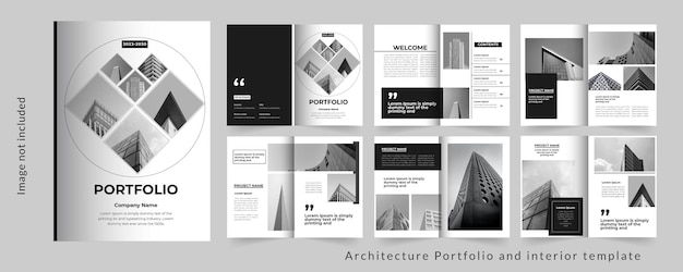 Plik wektorowy projekt szablonu portfolio lub architektura i wnętrze szablon portfolio