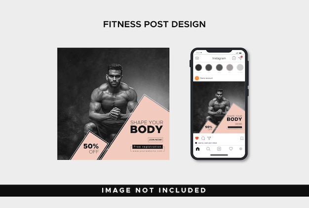 Projekt szablonu postu siłowni fitness dla mediów społecznościowych