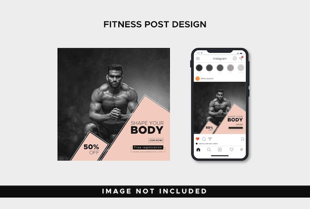Plik wektorowy projekt szablonu postu siłowni fitness dla mediów społecznościowych