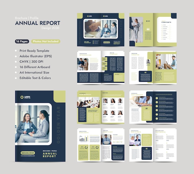 Projekt szablonu raportu rocznego i projekt broszury korporacyjnej lub profil firmy