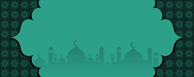 Plik wektorowy projekt szablonu transparentu sprzedaży ramadan z meczetem w kształcie półksiężyca z islamskim ornamentem w tle