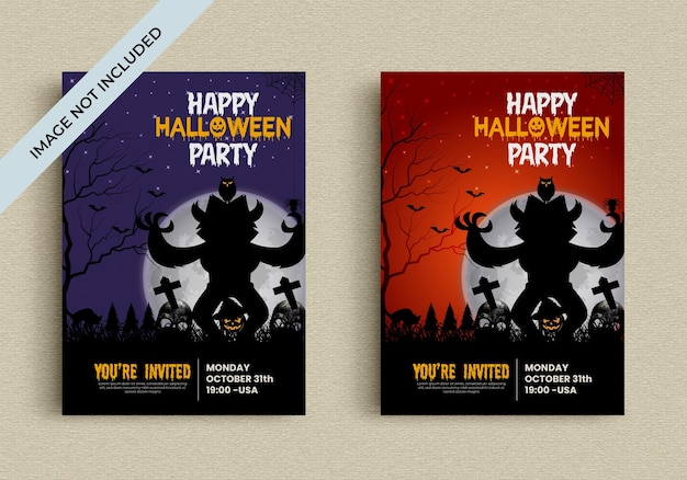 Plik wektorowy projekt szablonu ulotki halloween party