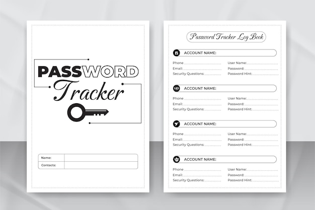 Plik wektorowy projekt szablonu wnętrza książki kdp amazon do śledzenia haseł