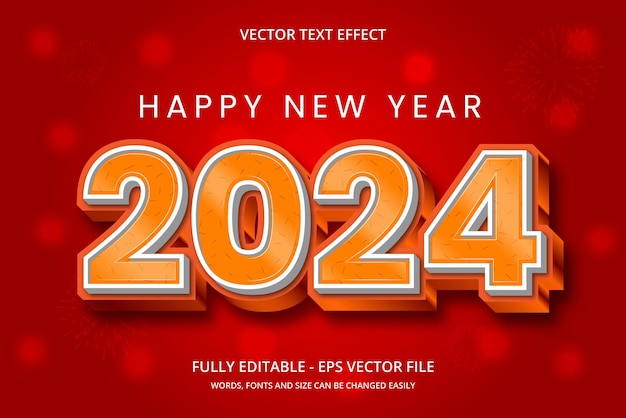 Projekt szczęśliwego nowego roku 2024 Z ilustracją numerów papieru na czerwonym tle Prosta konstrukcja