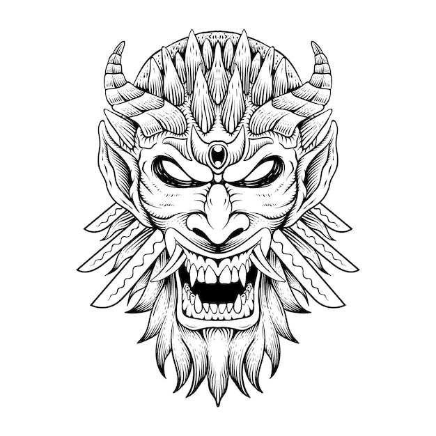Projekt Tatuażu Ilustracja Głowy Diabła