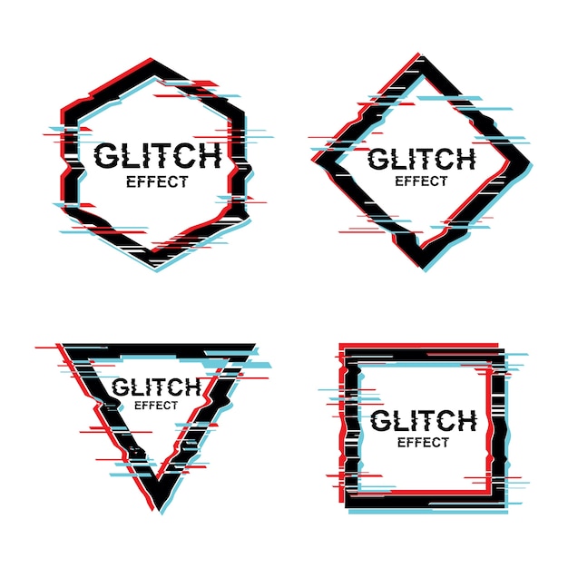 Projekt Tekstu Ramki Wektorowej Z Efektem Glitch