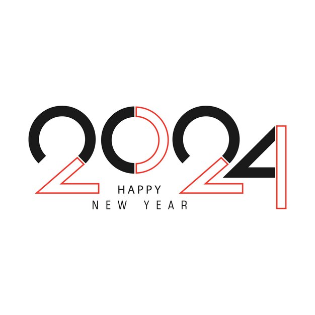 Projekt tekstu szczęśliwego Nowego Roku 2024Koncepcja 2024Nowoczesny projekt Nowego Roku dla banerówokładka sieci społecznościowej