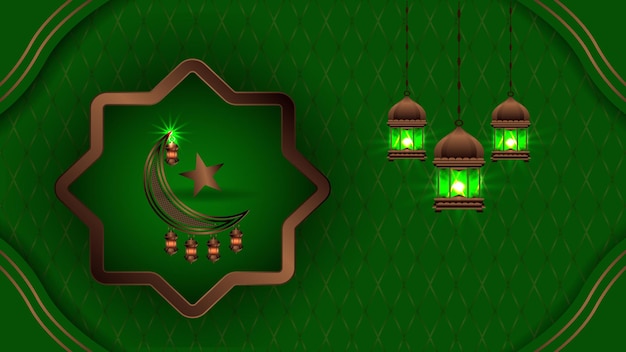 Projekt Tła Eid Mubarak Z Wiszącym Półksiężycem I Latarnią