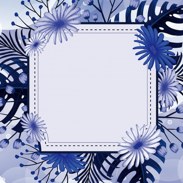 Plik wektorowy projekt tła z niebieskimi kwiatami