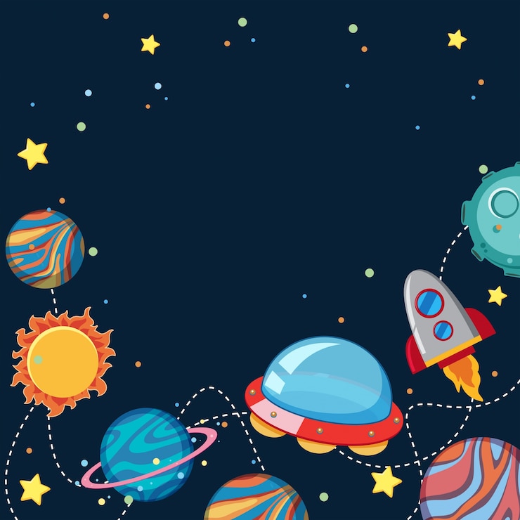 Wektor projekt tła z ufo i planet