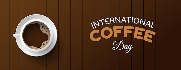 Projekt Transparentu Międzynarodowego Dnia Kawy Z Drewnianą Ilustracją Wektora Tła