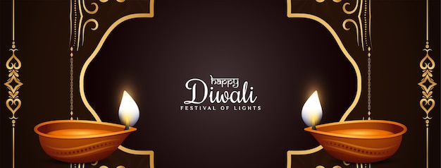 Projekt Transparentu Złotej Ramki Szczęśliwego Festiwalu Diwali