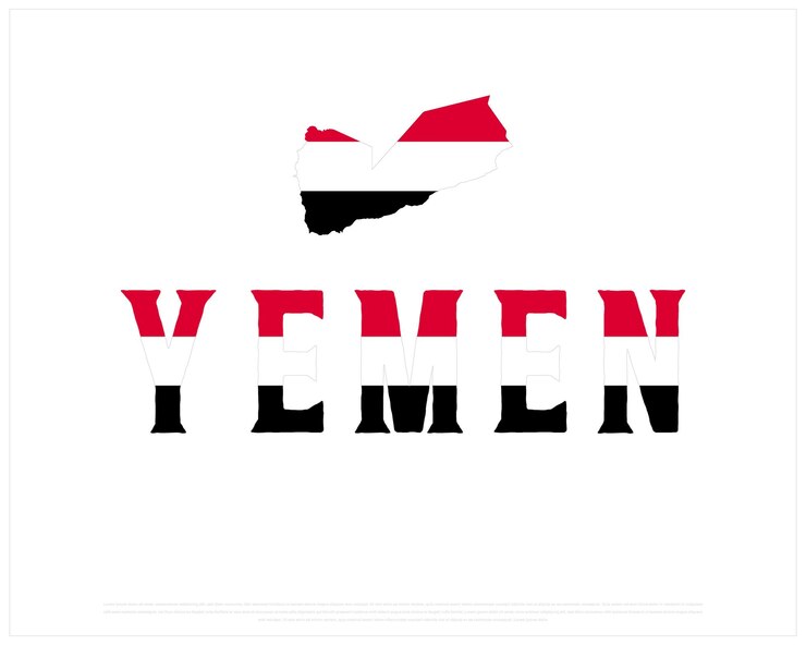 Wektor projekt typograficzny z flagą mapy na białym tle, projekt wektorowy mapa jemenu