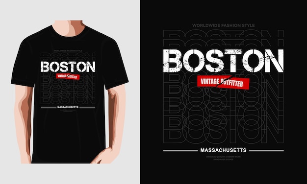 Projekt Typografii Boston T Shirt Premium Wektor