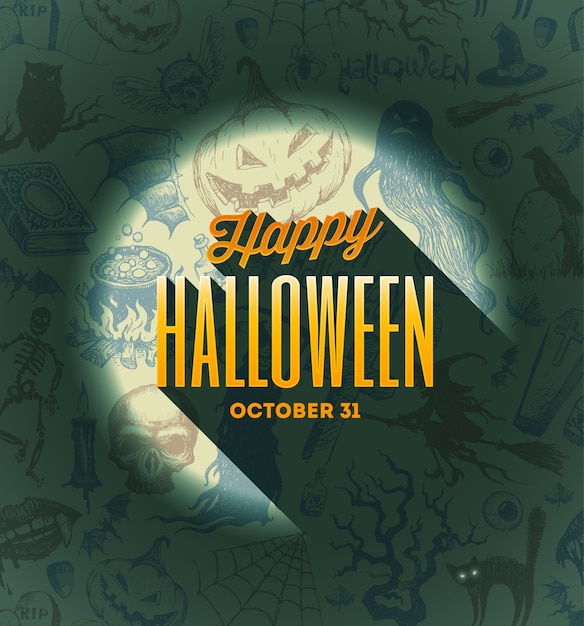 Projekt Typu Halloween Na Ręcznie Rysowane Tła