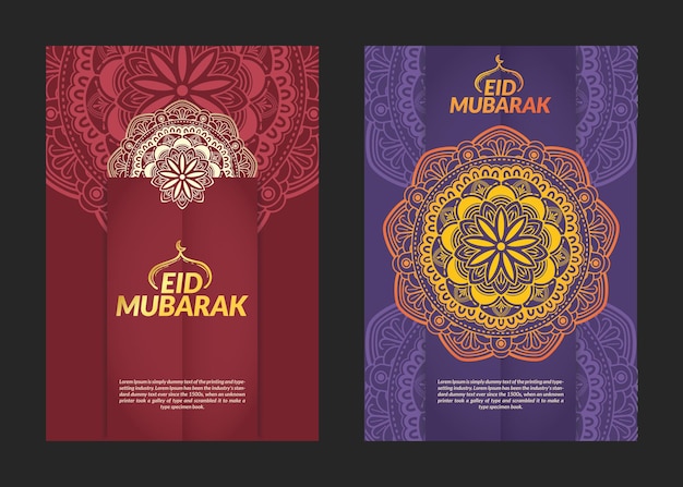 Projekt ulotek z wzorem mandali Eid Mubarak