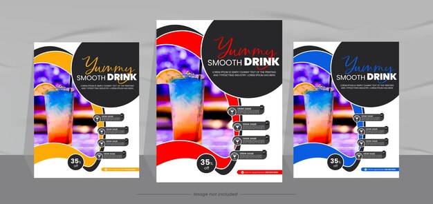 Plik wektorowy projekt ulotki na świeże napoje i szablon plakatu promocyjnego menu soków naturalnych