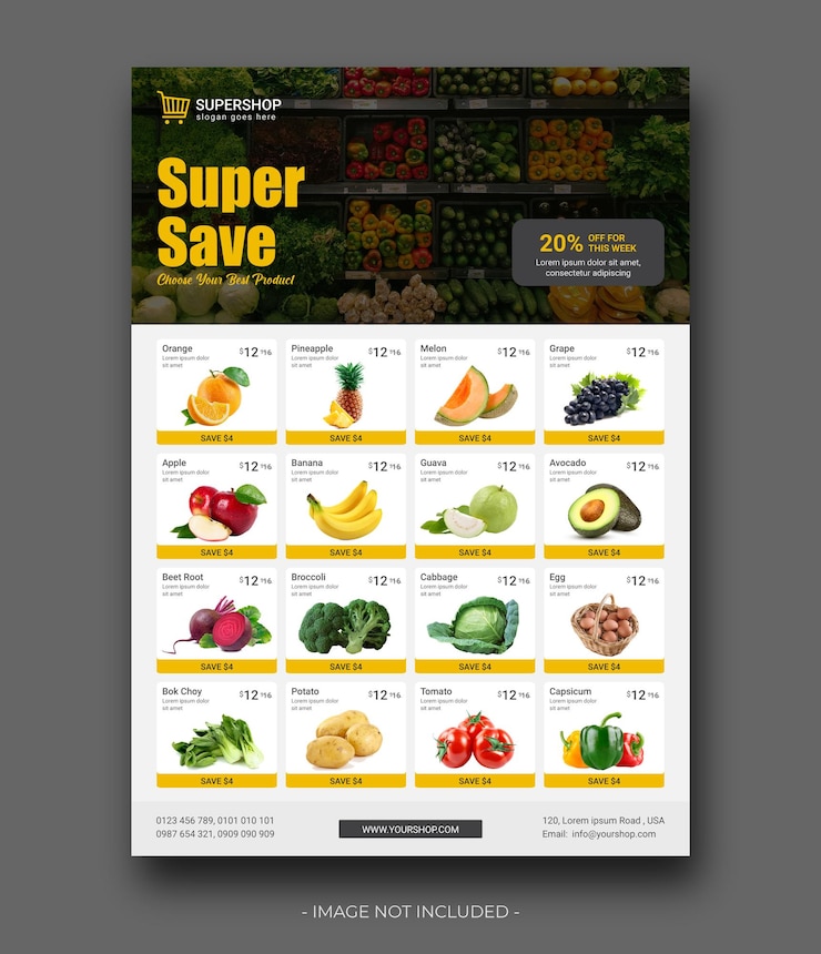 Wektor projekt ulotki sprzedaży supershop