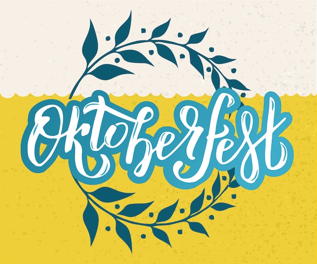 Projekt Uroczystości Oktoberfest. Typografia Napis, Rama Wieniec Kwiatowy.