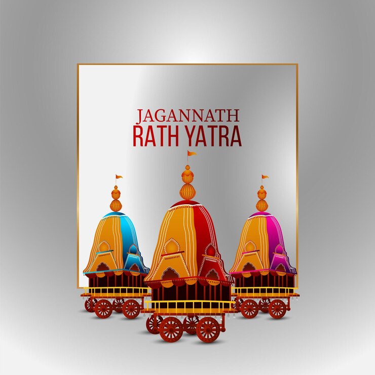 Projekt uroczystości Rath yatra z ilustracji wektorowych lorda Jagannatha balabhadra i subhadra