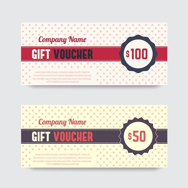 Projekt Vintage Gift Voucher, Szablon, Ilustracji Wektorowych