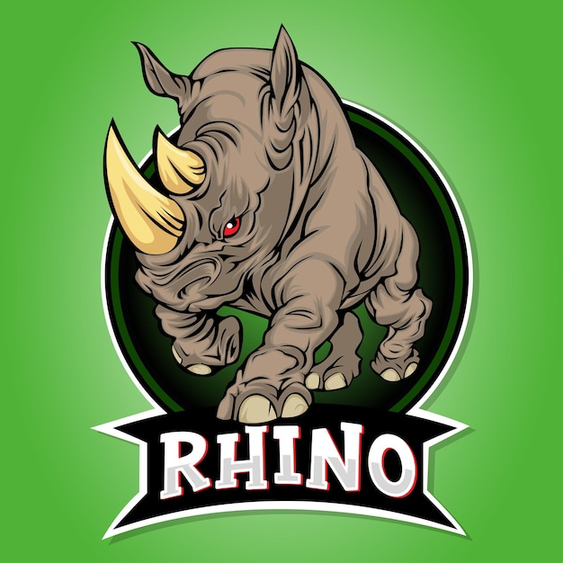 Projekt Wektor Logo Maskotki Rhino Esport
