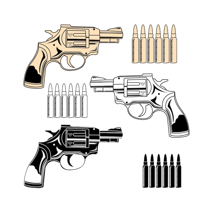 Wektor projekt wektor pistolet. projekt wektora pocisku