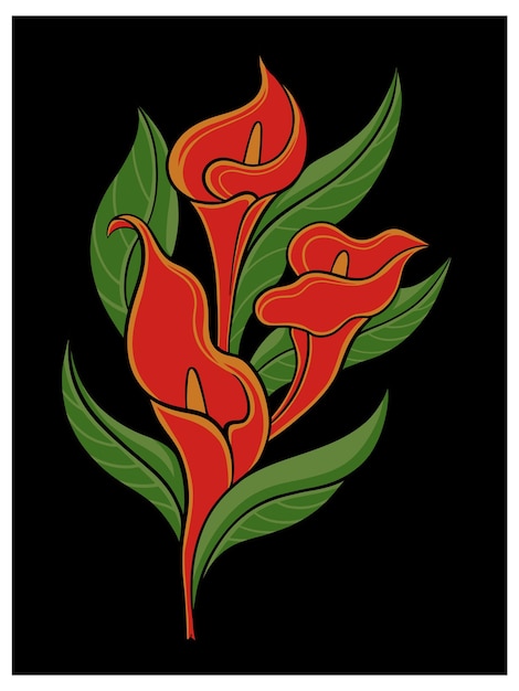 Projekt Wektora Kwiatu Lilii Dla Ozdoby Lub Elementu, Edytowalny Kolor