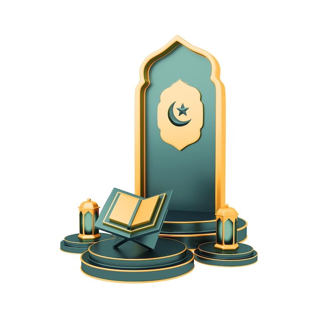 Projekt wektorowy 3D Ramadan Kareem ilustracja z al-Qur'an