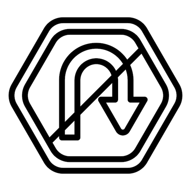 Projekt wektorowy bez U Turn Icon Style