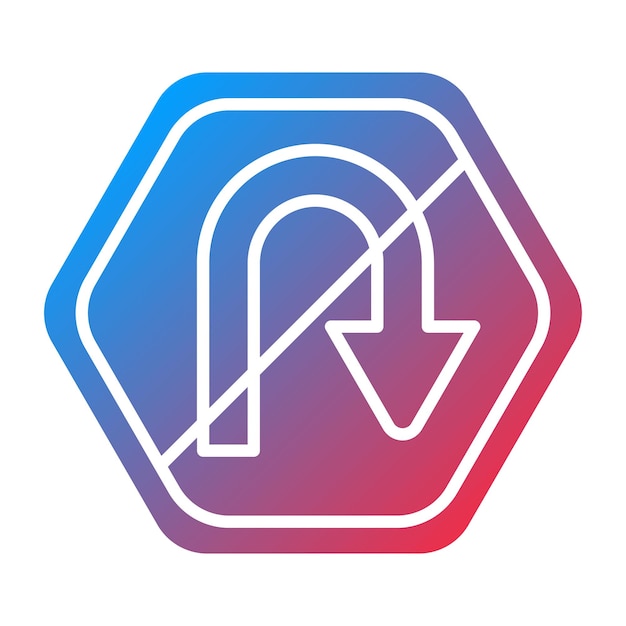 Projekt wektorowy bez U Turn Icon Style
